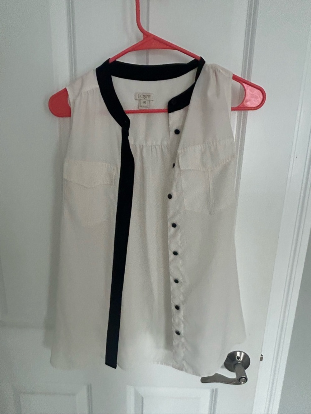 J. Crew Ivory Sleeveless Camisole with Black Trim
